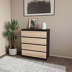 Комод на 4 ящики без ручок Венге магия+сонома