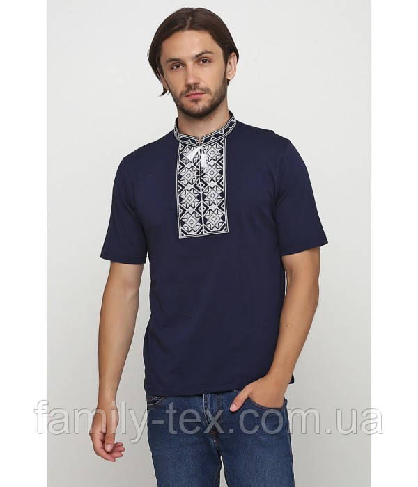 Чоловіча трикотажна сорочка вишиванка на короткий рукав, розмір S, M, XL