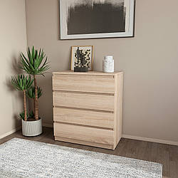 Комод на 4 ящики без ручок Дуб сонома