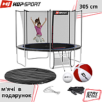 Батут детский 10ft (305cm) Hop-Sport внутренняя сетка и стремянки + мячи, батут садовый для детей 5-15 лет, че