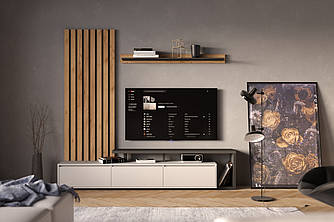 Стінка в вітальню Клер (ДСП) попелястий,антрацит,дуб крафт золотий Gerbor