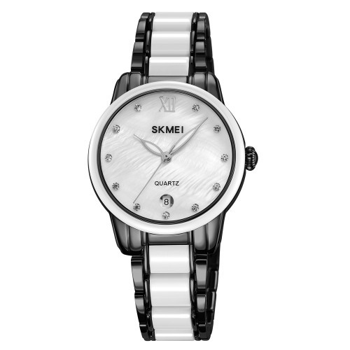 Жіночий кварцовий годинник Skmei 2175BK Black з керамічним циферблатом