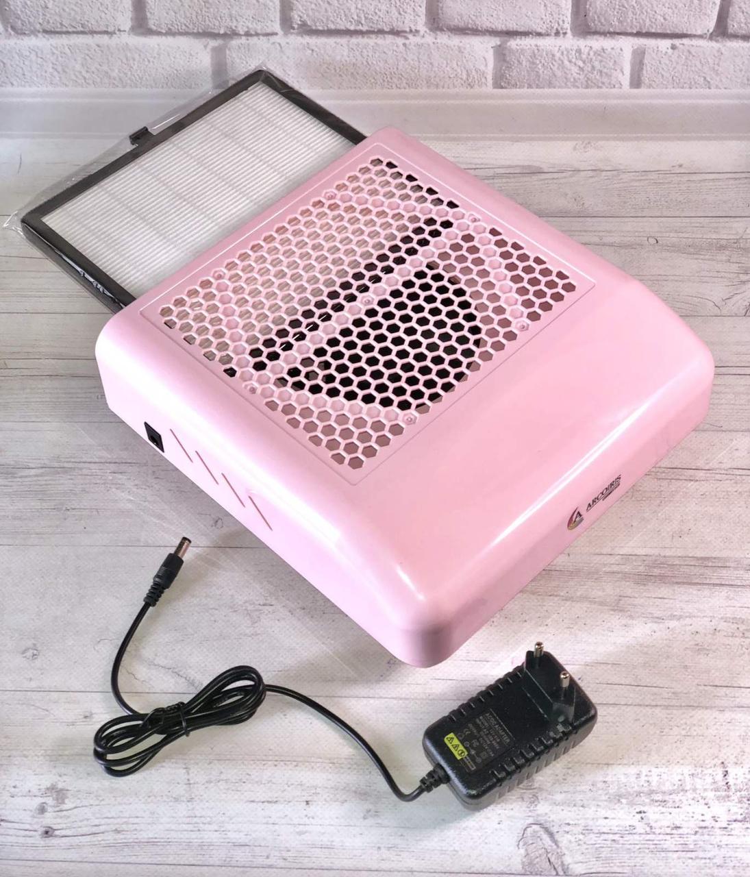 Витяжка для манікюру BM-858-9 | 80 Вт, HEPA-фільтр, пилозбірник, рожева, фото 1