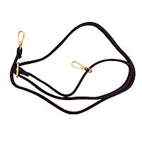 Ручка для сумки клатча черная кожзам с карабинами и регулятором длины фурнитура цвет золото 120см