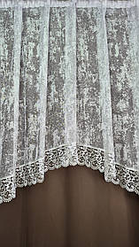 Готова фіранка, арка жаккард біла(3м. 4м. 5м.) (мереживо біло з сірим)  (1,55) на (1,25)
