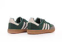Жіночі кросівки Adidas Samba Green Grey Адідас чорні з білим повсякденні шкіра замш демісезон, фото 5