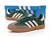 Жіночі кросівки Adidas Samba Green Grey Адідас чорні з білим повсякденні шкіра замш демісезон, фото 7