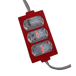 Світлодіодні ЛЕД/LED модулі автомобільні 12V червоного кольору (3 лід лінза) 67мм довжина, 40мм ширина