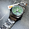 Чорний годинник чоловічий наручний з нержавіючої сталі зелений циферблат Skmei, Електронно-стрілочний годинник, фото 7