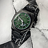 Чорний годинник чоловічий наручний з нержавіючої сталі зелений циферблат Skmei, Електронно-стрілочний годинник, фото 9