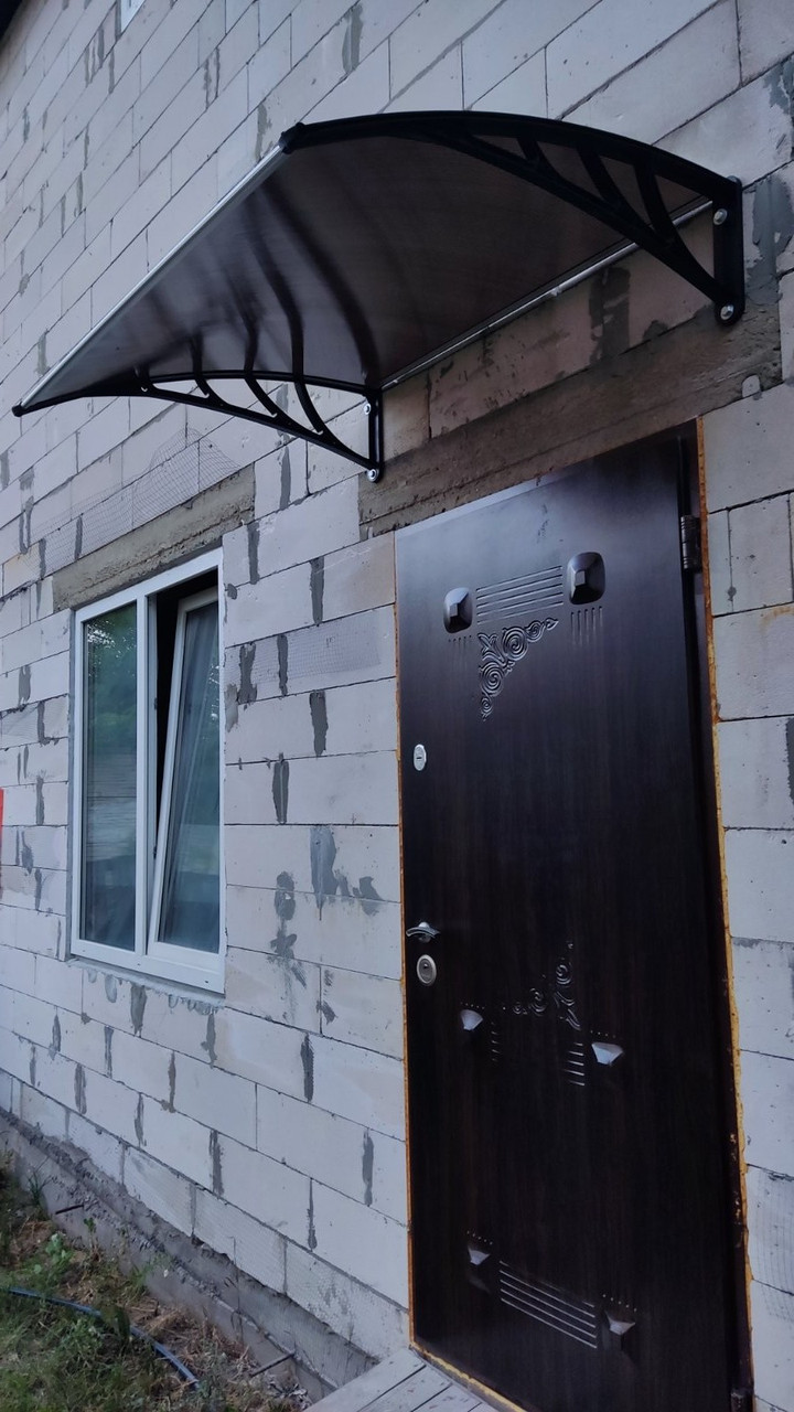 Козирок 1х1,5м навіс з полікарбонату стільникового з кронштейнами, коричневий. Доставка, фото 1