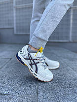 Чоловічі кросівки Asics Gel Kahana 8 Beige Navy Orange Взуття Асікс Гель Кахана 8 для хлопців бежеві шкіра демісезонні, фото 4