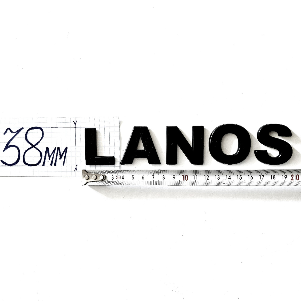 Напис "LANOS" літерами чорна матова 38мм, фото 1