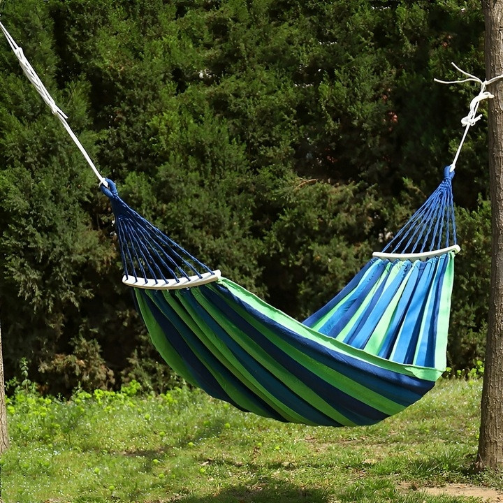 Великий двомісний міцний садовий гамак з планкою 260 x 150 см XXL до 200 кг