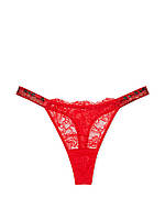 Трусики стринги кружевные со стразами Victoria's Secret Shine Strap Lace Thong Panty Very Sexy Cherry Red