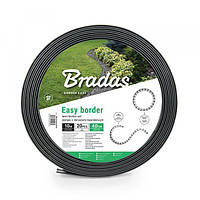 Бордюр газонный 40мм х 10м с комплектом кольев EASY BORDER графит Bradas