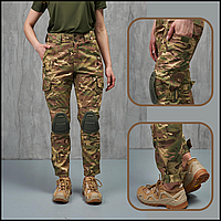 Качественные тактические брюки коттон ветрозащитные мультикам всу, брюки protect с наколенниками женские forp