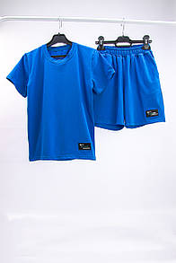 Літній підлітковий комплект для хлопчика футболка+шорти з нашивкою стрейч-кулір
