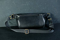 Кожаная сумка "Модель №70 мини" с фастексом, натуральная кожа итальянский Краст, цвет Черный