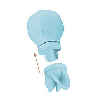 Вібратор Adrien Lastic Caress Blue з насадками, що крутяться, для стимуляції ергономних зон, фото 5