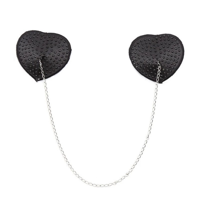 Стикині на соски з паєтками на ланцюжку Nipple Pasties Black