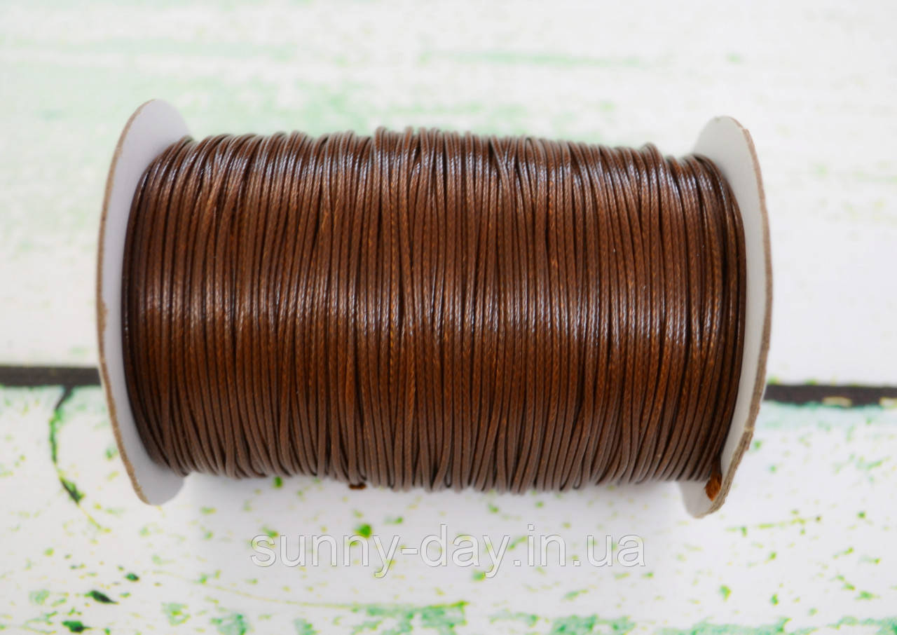 Шнур плетений поліестеровий вощений 1мм колір - темно горіховий, фото 1