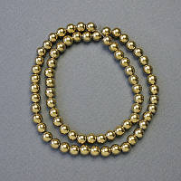 Намистини Гематит гладка кулька колір золото d-6мм+- L-41см+- низка купити біжутерію оптом в інтернеті