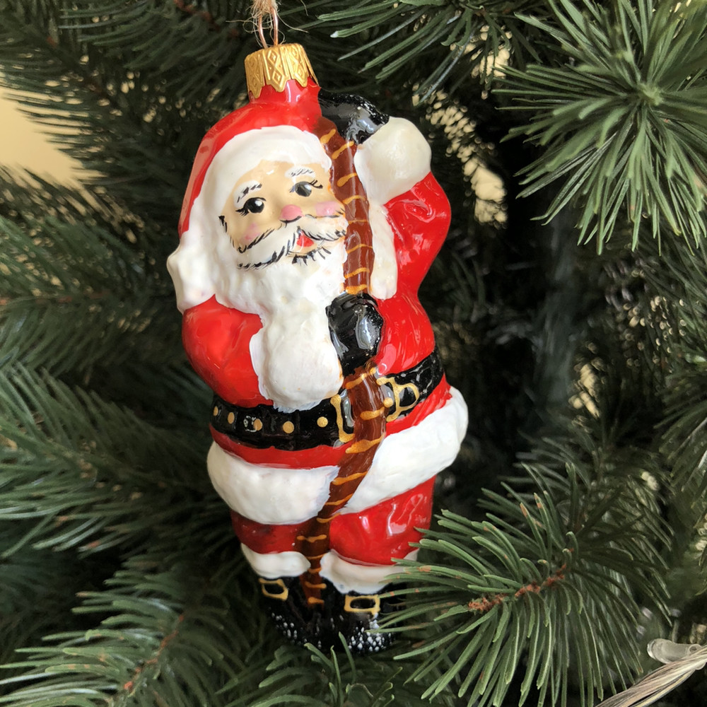 Формована ялинкова іграшка "Санта на канаті", фото 1
