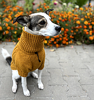 В'язаний светр для собаки, обхват грудей 52-60 см, спинка 35-40 см, ручна робота, вовняний з візерунком