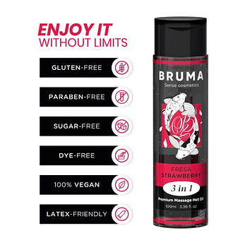Масажна олія Bruma Premium Massage Hot Oil Strawberry 3 In 1, 100 мл, фото 2