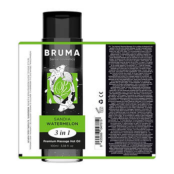 Масажна олія Bruma Premium Massage Hot Oil Watermelon 3 In 1, 100 мл, фото 3