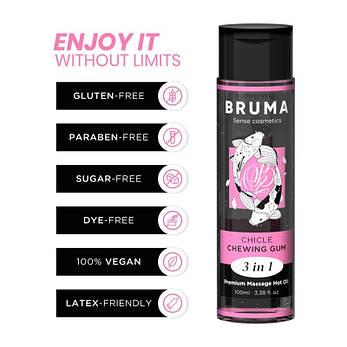Масажна олія Bruma Premium Massage Hot Oil Chewing Gum 3 In 1, 100 мл, фото 2