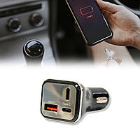 Зарядний пристрій для телефону в автомобіль HZ HC13 Чорний, 2 Type-c + USB, зарядка телефону від прикурювача