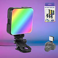 Аккумуляторный накамерный видеосвет AY-83 RGB светодиодная цветная мини лампа с прищепкой для фото и видео