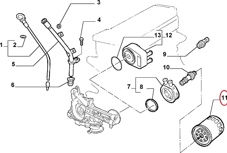 Масляний фільтр на Fiat Doblo (2000-2005-2010), 1.6/1.9, 71754569, 46805832, 71771359, TECNECO, Італія