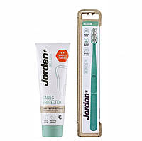 Набор Jordan Green Clean Cavity Protect (зубная паста 75 мл фтор 1450 + зубная щетка)