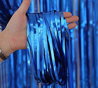 Штора для фотозоны фольгированная 100х200 см Сатин синий