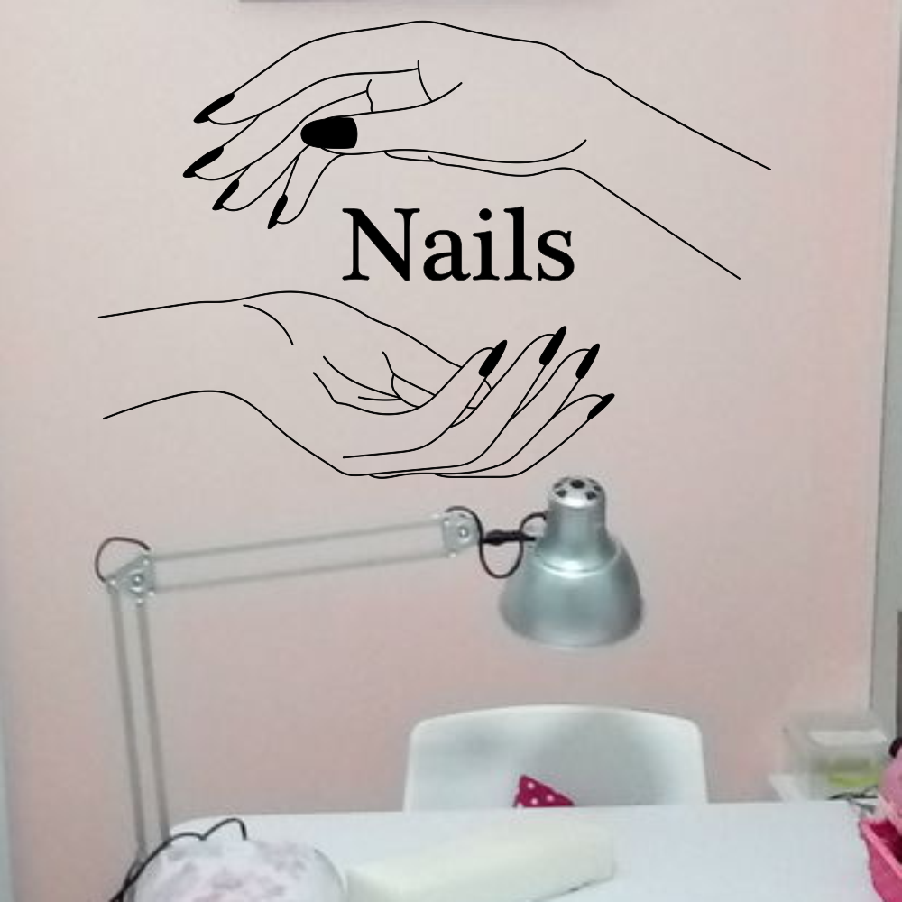 Вінілова наклейка на стіну Манікюр Nails Набір S (руки нігті для салону краси) Happy Pocket Чорний матовий