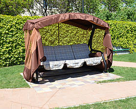 Садова гойдалка Катерина Vitan з москітною сіткою коричнева з посиленим каркасом