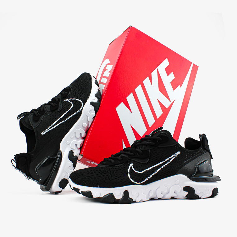 Чоловічі кросівки Nike React Vision Black White чорно білі текстиль дихаючі легкі весна літо
