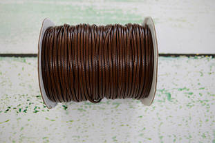 Шнур плетений поліестеровий вощений 2мм колір - темно горіховий