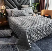 Велюрове стьобане покривало з прошарком синтепону 210х230 без подушок