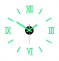 Настенные часы светящиеся в темноте римские цифры цвет салатовый diy сделай сам 40см ( 6981 )