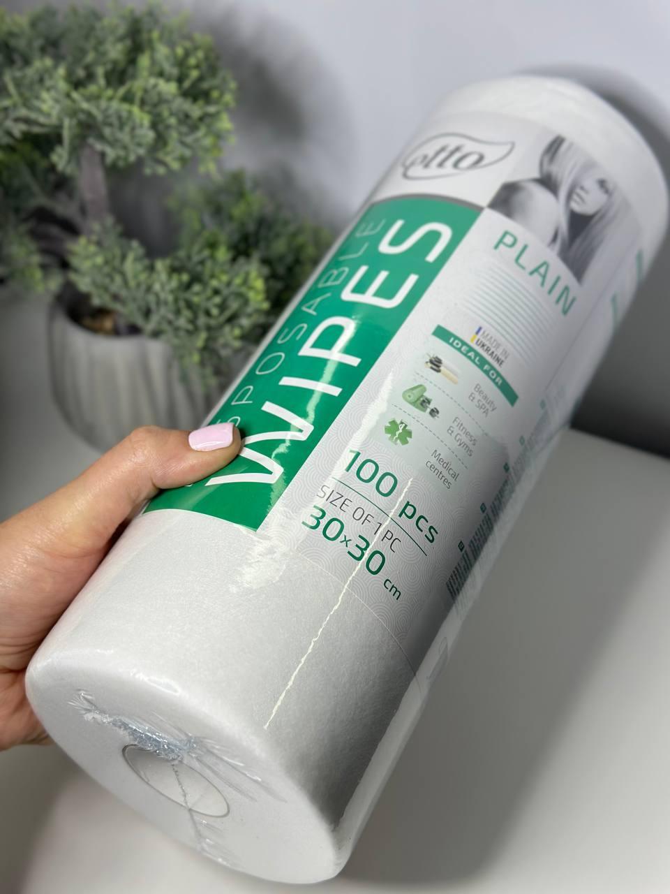 Серветки спанлейс Etto, гладкі, 30*30 см, (100шт/рул)