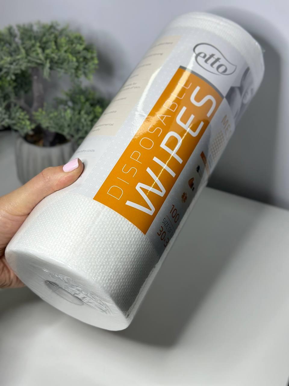 Серветки спанлейс Etto, сітка, 30*30 см, (100шт/рул)