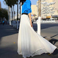 Белая шифоновая юбка в пол,РАЗМЕР ТОЛЬКО 48