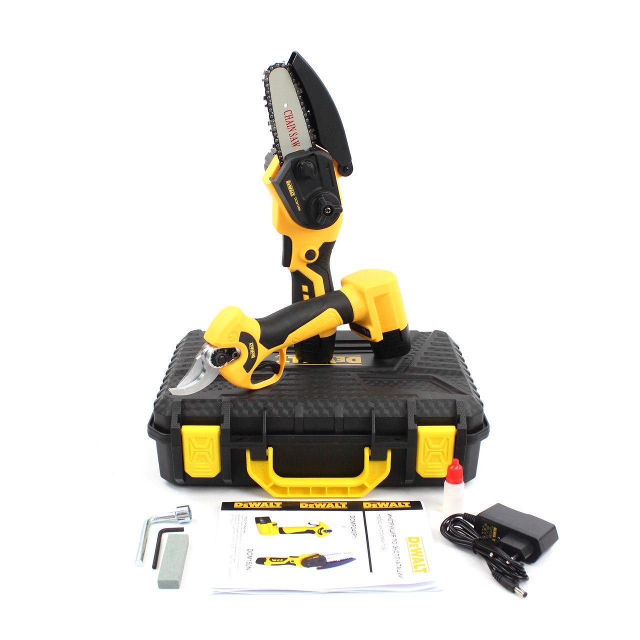 Набір акумуляторних інструментів 2 в 1 АКБ Dewalt 12V, акумуляторна міні пилка DCM150N + секатор DCMP240P1