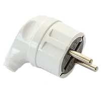 Вилка з/к кутова, біла ERKA 1003, 16А, АВС пластик, 220-240В