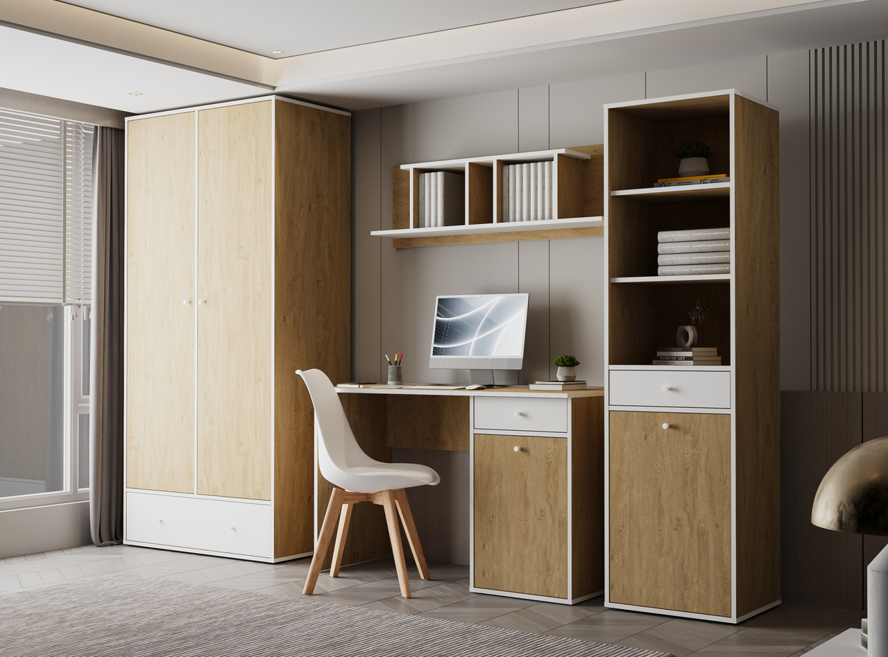 Меблева стінка Fumo Set 1 Accord, колір дуб кам'яний/білий