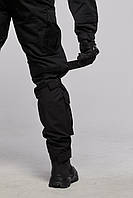 Летние военные брюки черные реп стоп тактические брюки черные на липучке качественные штурмовые брюки для всу
